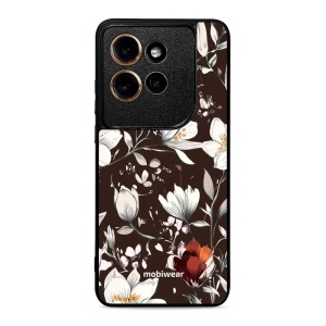 Lesklý kryt na mobil Motorola Edge 60 Neo - Mobiwear Glossy GP72G, květy na hnědé