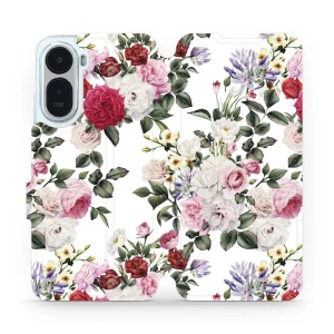 Flip pouzdro na mobil Xiaomi Redmi A7 Pro - Mobiwear MD01S, růže na bílé