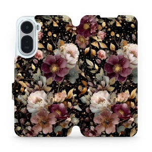 Flip pouzdro na mobil Xiaomi Redmi A7 Pro - Mobiwear V169S, zlatavé kvítky