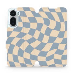 Flip pouzdro na mobil Xiaomi Redmi A7 Pro - Mobiwear VA59S, modrá a béžová šachovnice