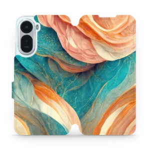Flip pouzdro na mobil Xiaomi Redmi A7 Pro - Mobiwear VP36S, azurový a oranžový mramor