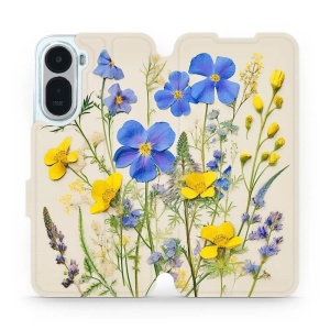 Flip pouzdro na mobil Xiaomi Redmi A7 Pro - Mobiwear VP41S, modré a žluté kvítky