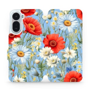 Flip pouzdro na mobil Xiaomi Redmi A7 Pro - Mobiwear VP44S, červené a bílé květy