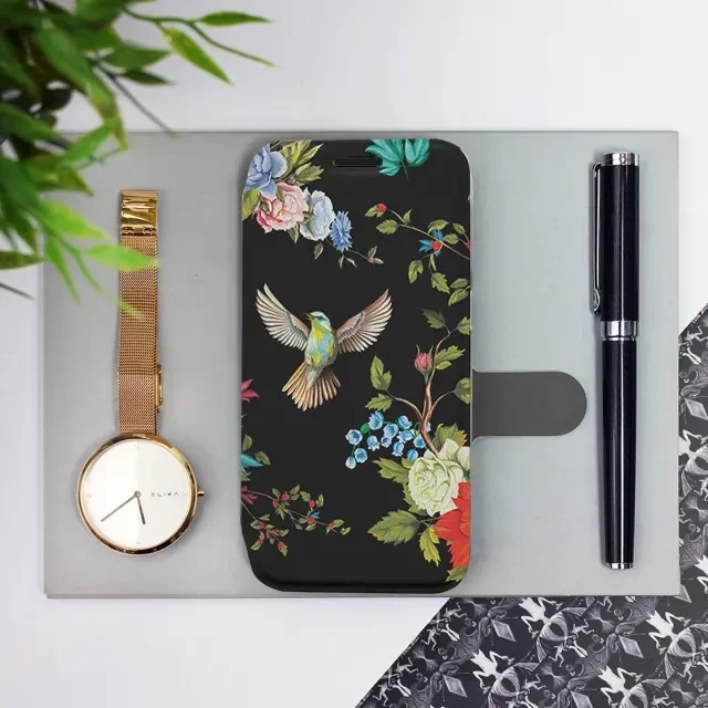 Flipové pouzdro Mobiwear - Apple iPhone 15 - VD09S Ptáčci a květy