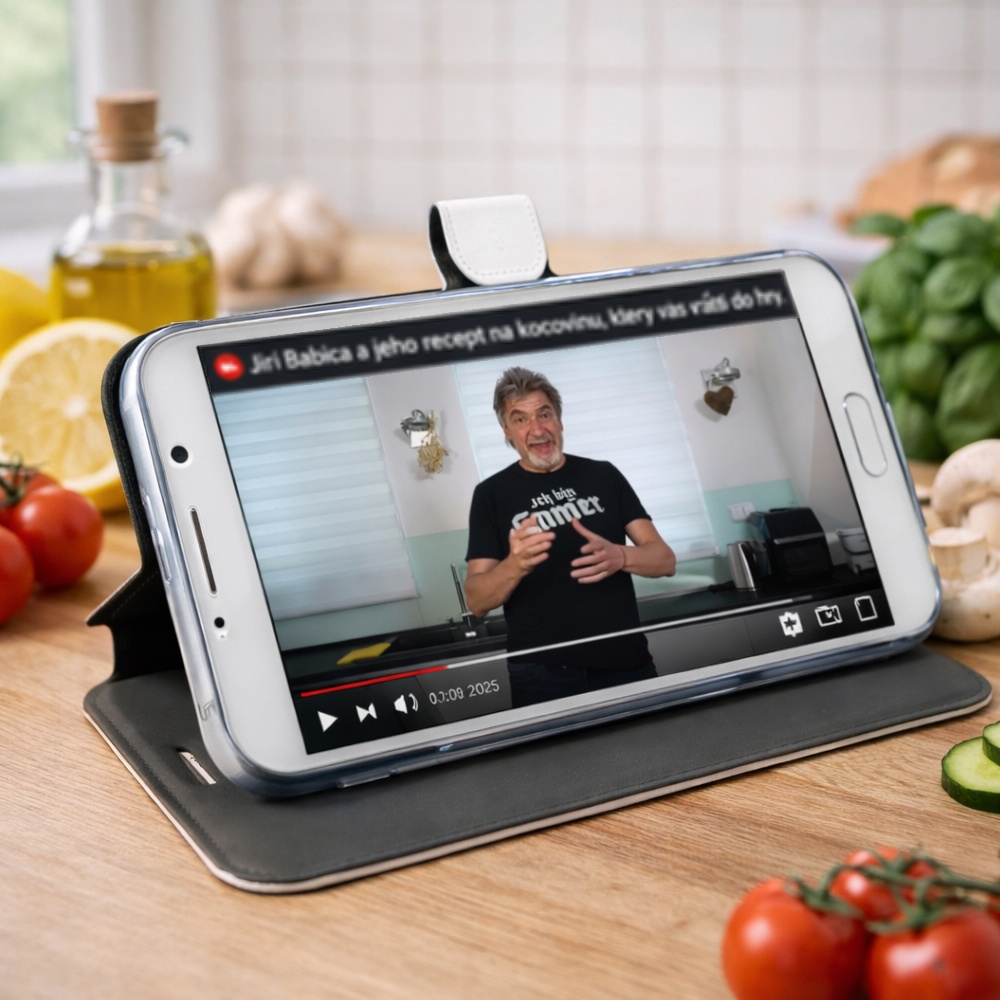 Flipové pouzdro Mobiwear - Apple iPhone 15 Pro - MX06S Květy na šedém pozadí