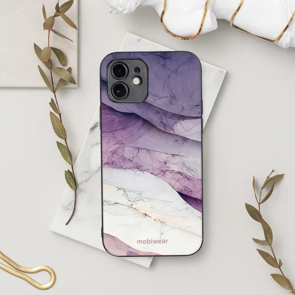 Lesklý kryt Mobiwear Glossy - Apple iPhone 15 Plus - G028G - Bílý a fialový mramor