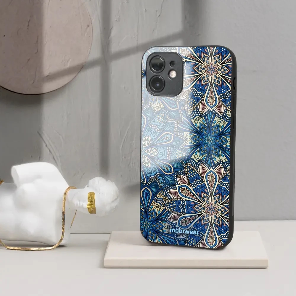Lesklý kryt Mobiwear Glossy - Apple iPhone 15 Plus - G038G - Modré mandala květy