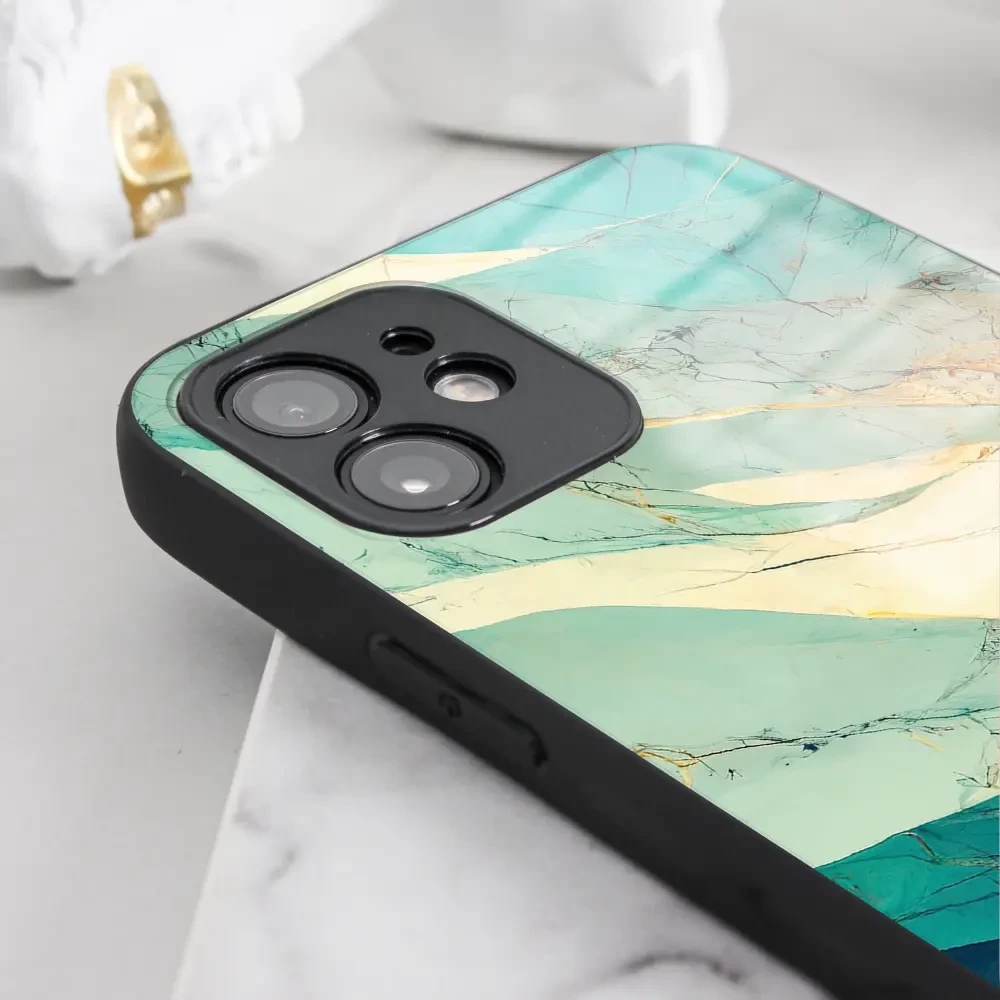 Lesklý kryt Mobiwear Glossy - Apple iPhone 15 Pro Max - G024G - Zlatavý a zelenkavý mramor