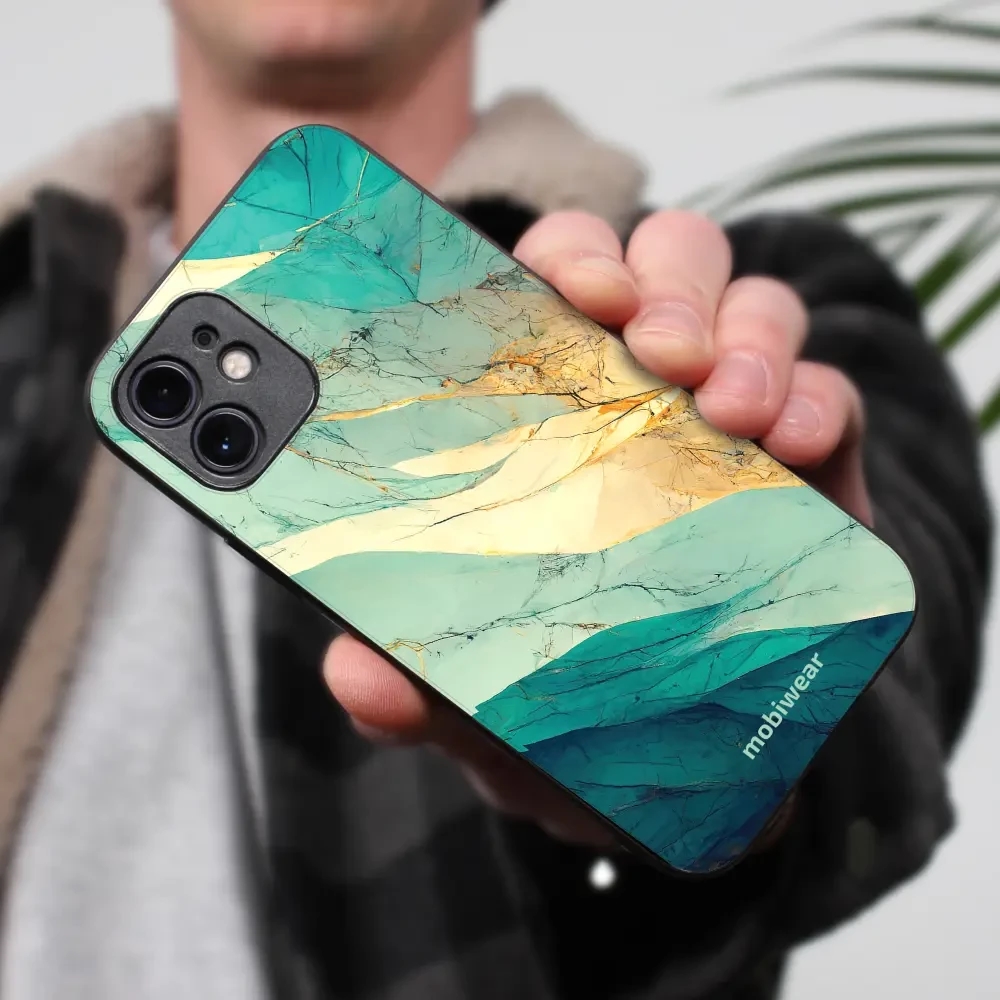 Lesklý kryt Mobiwear Glossy - Apple iPhone 15 Pro Max - G024G - Zlatavý a zelenkavý mramor