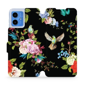 Flipové pouzdro Mobiwear - Motorola Moto G14 - VD09S Ptáčci a květy