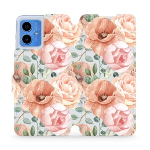 Flipové pouzdro Mobiwear - Motorola Moto G14 - MP02S Pastelové květy