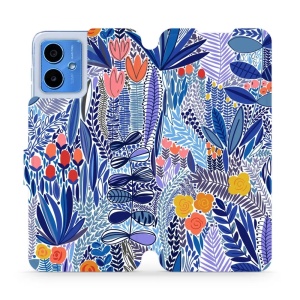 Flipové pouzdro Mobiwear - Motorola Moto G14 - MP03P Modrá květena