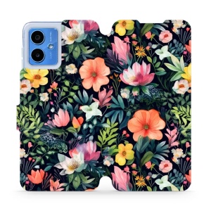 Flipové pouzdro Mobiwear - Motorola Moto G14 - VP48S Pestré kvítky