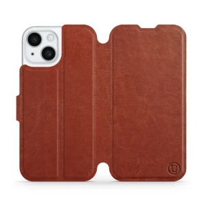 Flipové pouzdro Mobiwear - Apple iPhone 15 - Hnědé a šedé