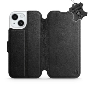 Kožené flip pouzdro Mobiwear - Apple iPhone 15 - Černé