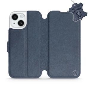 Kožené flip pouzdro Mobiwear - Apple iPhone 15 - Modré