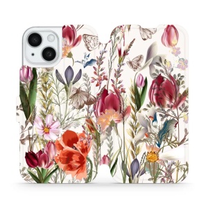 Flipové pouzdro Mobiwear - Apple iPhone 15 - MP01S Rozkvetlá louka