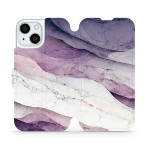 Flipové pouzdro Mobiwear - Apple iPhone 15 - VP31S Bílý a fialový mramor