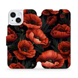 Flipové pouzdro Mobiwear - Apple iPhone 15 - VP45S Temné červené květy