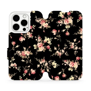 Flipové pouzdro Mobiwear - Apple iPhone 15 Pro - VD02S Květy na černé