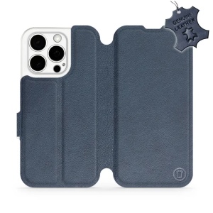 Kožené flip pouzdro Mobiwear - Apple iPhone 15 Pro - Modré