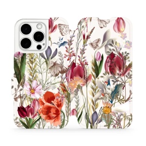 Flipové pouzdro Mobiwear - Apple iPhone 15 Pro - MP01S Rozkvetlá louka