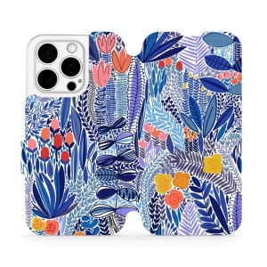 Flipové pouzdro Mobiwear - Apple iPhone 15 Pro - MP03P Modrá květena