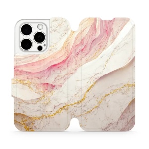 Flipové pouzdro Mobiwear - Apple iPhone 15 Pro - VP32S Růžový a zlatavý mramor