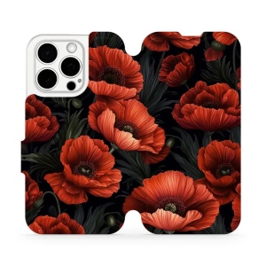 Flipové pouzdro Mobiwear - Apple iPhone 15 Pro - VP45S Temné červené květy