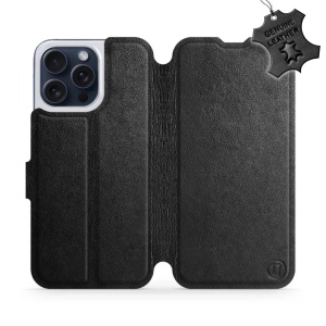Kožené flip pouzdro Mobiwear - Apple iPhone 15 Pro Max - Černé