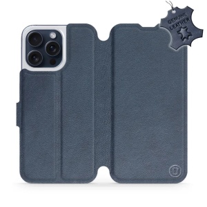Kožené flip pouzdro Mobiwear - Apple iPhone 15 Pro Max - Modré