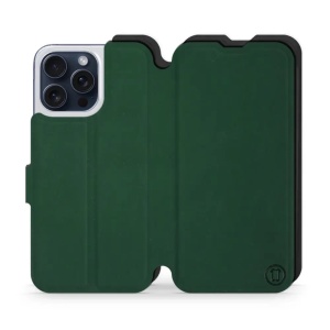 Flipové pouzdro Mobiwear Semiš - Apple iPhone 15 Pro Max - Zelené & Černé