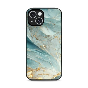 Lesklý kryt Mobiwear Glossy - Apple iPhone 15 - G022G Zelenkavý a zlatavý mramor