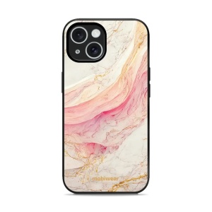 Lesklý kryt Mobiwear Glossy - Apple iPhone 15 - G027G - Růžový a zlatavý mramor
