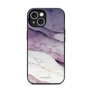 Lesklý kryt Mobiwear Glossy - Apple iPhone 15 - G028G - Bílý a fialový mramor