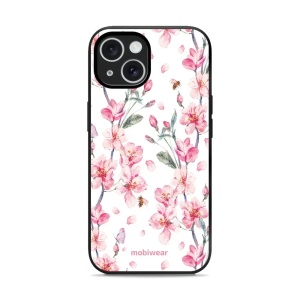 Lesklý kryt Mobiwear Glossy - Apple iPhone 15 - G033G - Růžové květy