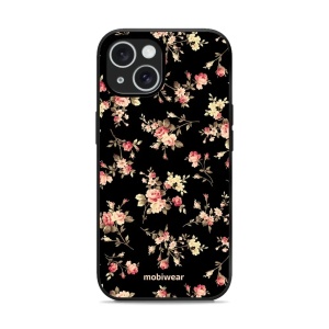 Lesklý kryt Mobiwear Glossy - Apple iPhone 15 - G039G - Květy na černé