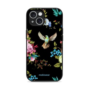 Lesklý kryt Mobiwear Glossy - Apple iPhone 15 - G041G - Ptáček a květy