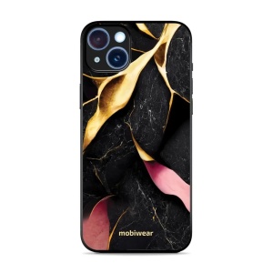 Lesklý kryt Mobiwear Glossy - Apple iPhone 15 Plus - G021G Černý a zlatavý mramor