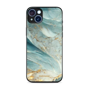 Lesklý kryt Mobiwear Glossy - Apple iPhone 15 Plus - G022G Zelenkavý a zlatavý mramor