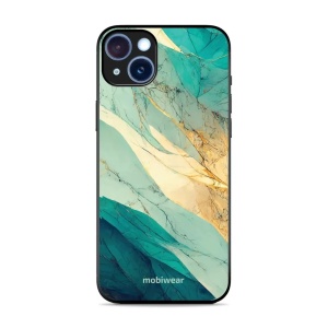 Lesklý kryt Mobiwear Glossy - Apple iPhone 15 Plus - G024G - Zlatavý a zelenkavý mramor