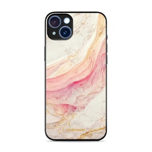 Lesklý kryt Mobiwear Glossy - Apple iPhone 15 Plus - G027G - Růžový a zlatavý mramor