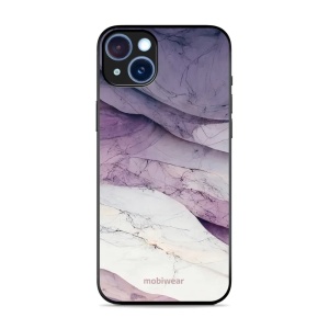 Lesklý kryt Mobiwear Glossy - Apple iPhone 15 Plus - G028G - Bílý a fialový mramor