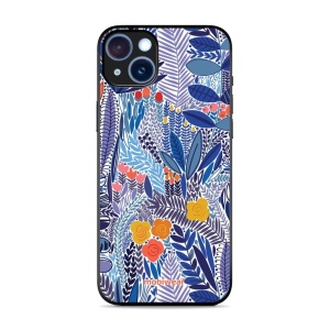 Lesklý kryt Mobiwear Glossy - Apple iPhone 15 Plus - G037G - Modrá květena