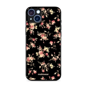 Lesklý kryt Mobiwear Glossy - Apple iPhone 15 Plus - G039G - Květy na černé