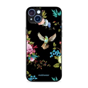 Lesklý kryt Mobiwear Glossy - Apple iPhone 15 Plus - G041G - Ptáček a květy