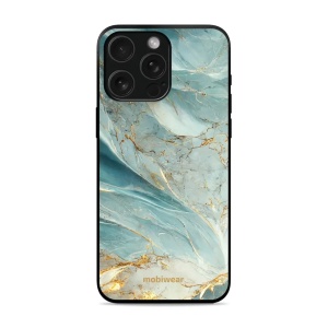 Lesklý kryt Mobiwear Glossy - Apple iPhone 15 Pro - G022G Zelenkavý a zlatavý mramor