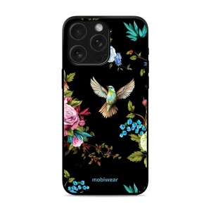 Lesklý kryt Mobiwear Glossy - Apple iPhone 15 Pro - G041G - Ptáček a květy