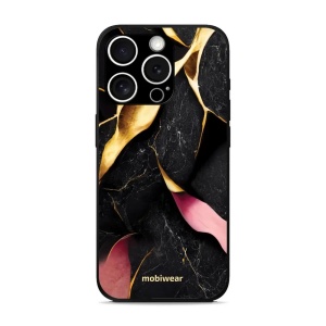 Lesklý kryt Mobiwear Glossy - Apple iPhone 15 Pro Max - G021G Černý a zlatavý mramor