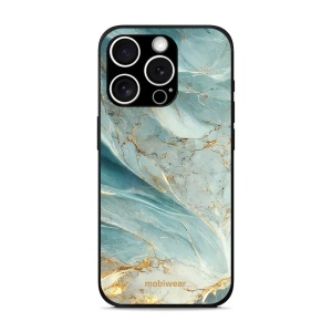 Lesklý kryt Mobiwear Glossy - Apple iPhone 15 Pro Max - G022G Zelenkavý a zlatavý mramor